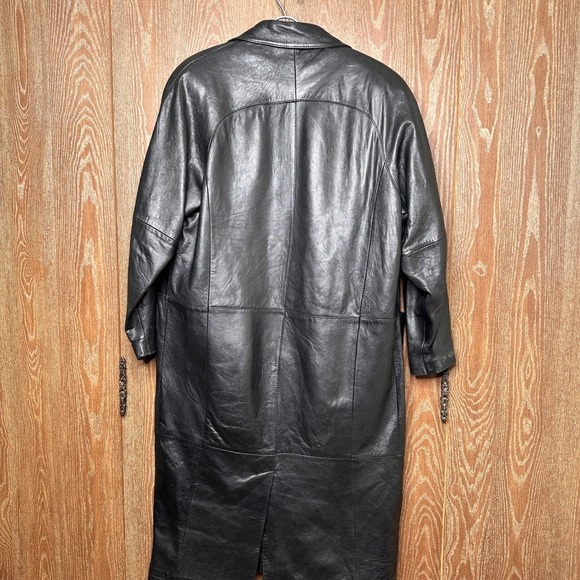 VTG Pelle Studio Black Genuine Leather Blazer Trench Jacket Women's M Thermolite - Picture 12 of 12